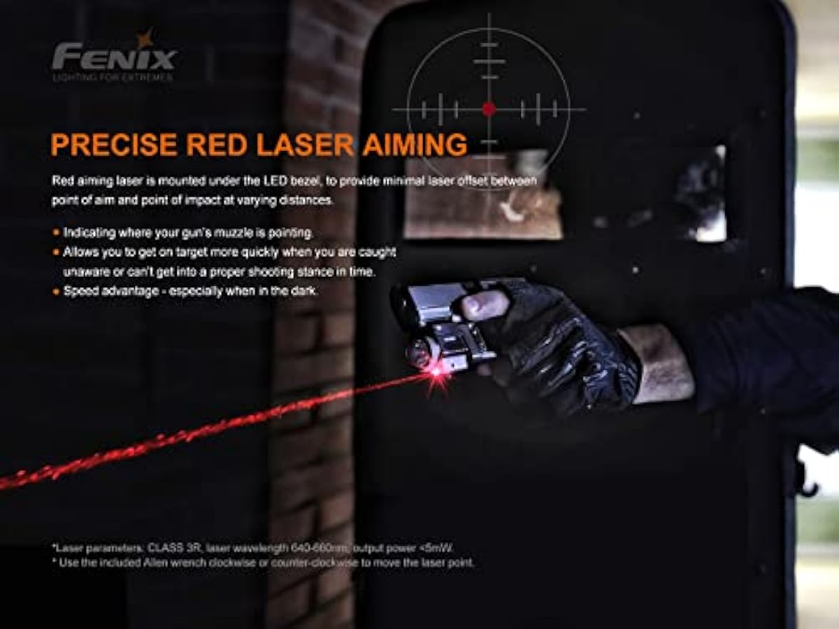 comode fenix - Torcia tattica multifunzione con laser rosso GL22, Nero solo per te