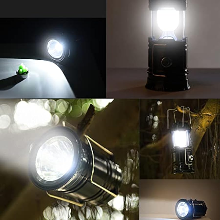 promozioni Lanterna da campeggio solare, torcia portatile a LED, ricarica USB, ultra luminosa, pieghevole, resistente all´acqua, adatta per escursioni all´aperto, campeggio, pesca, emergenze offerte